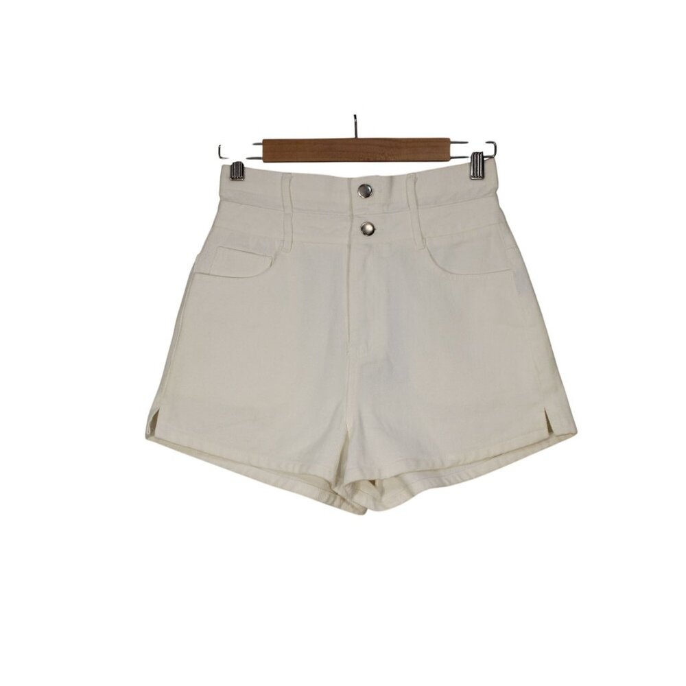 Momenthome youth paperbag waste high rise summer twill denim‎ shorts FLAW